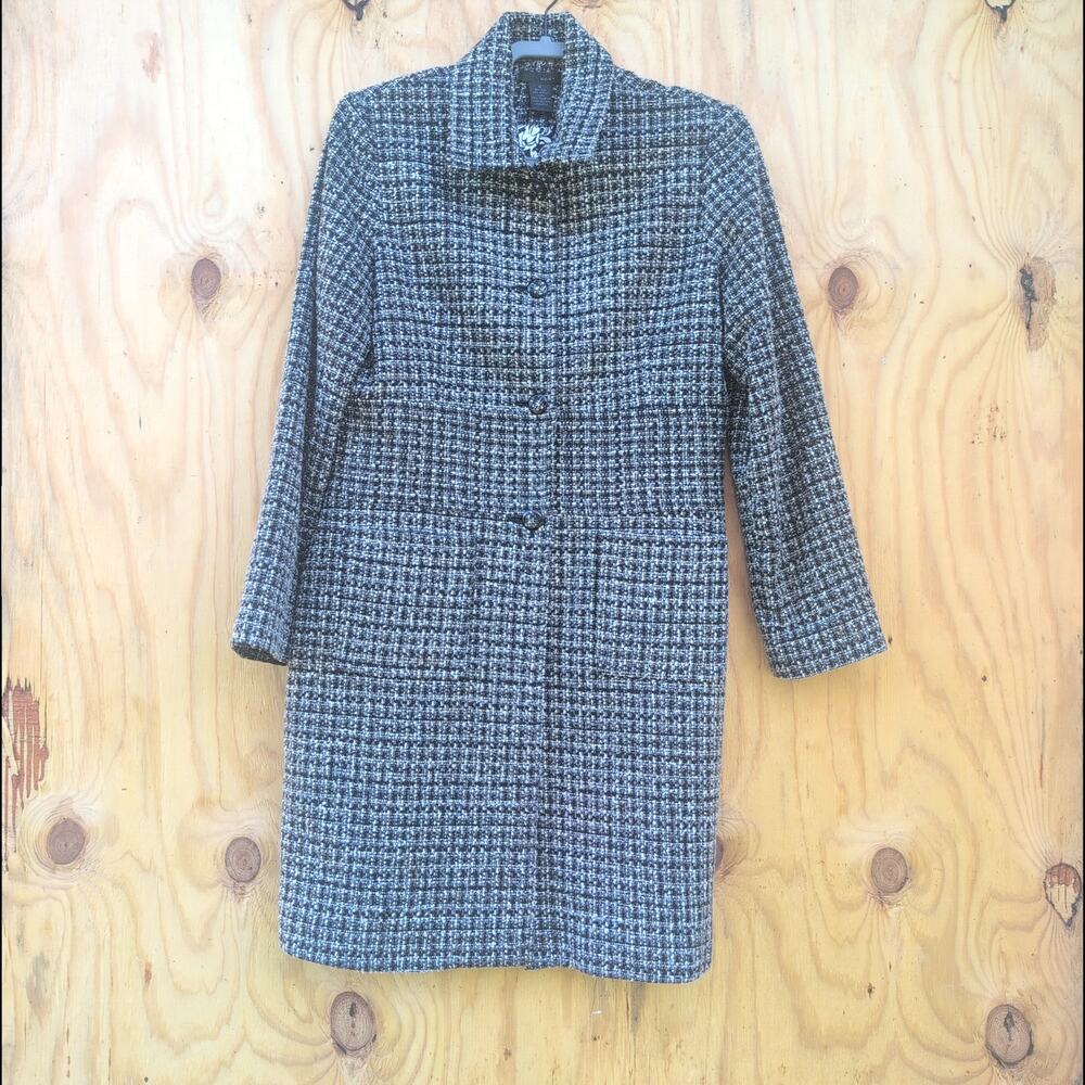 WDNY Silk Blend Tweed Overcoat Blazer Women's 12